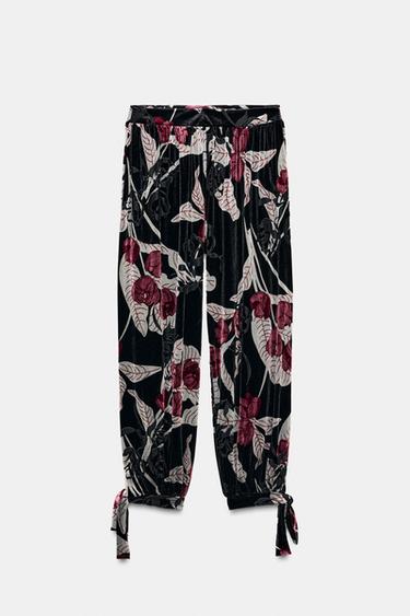 БАРХАТНЫЕ БРЮКИ-ШАРОВАРЫ — Черный / Цвет фуксии от Zara