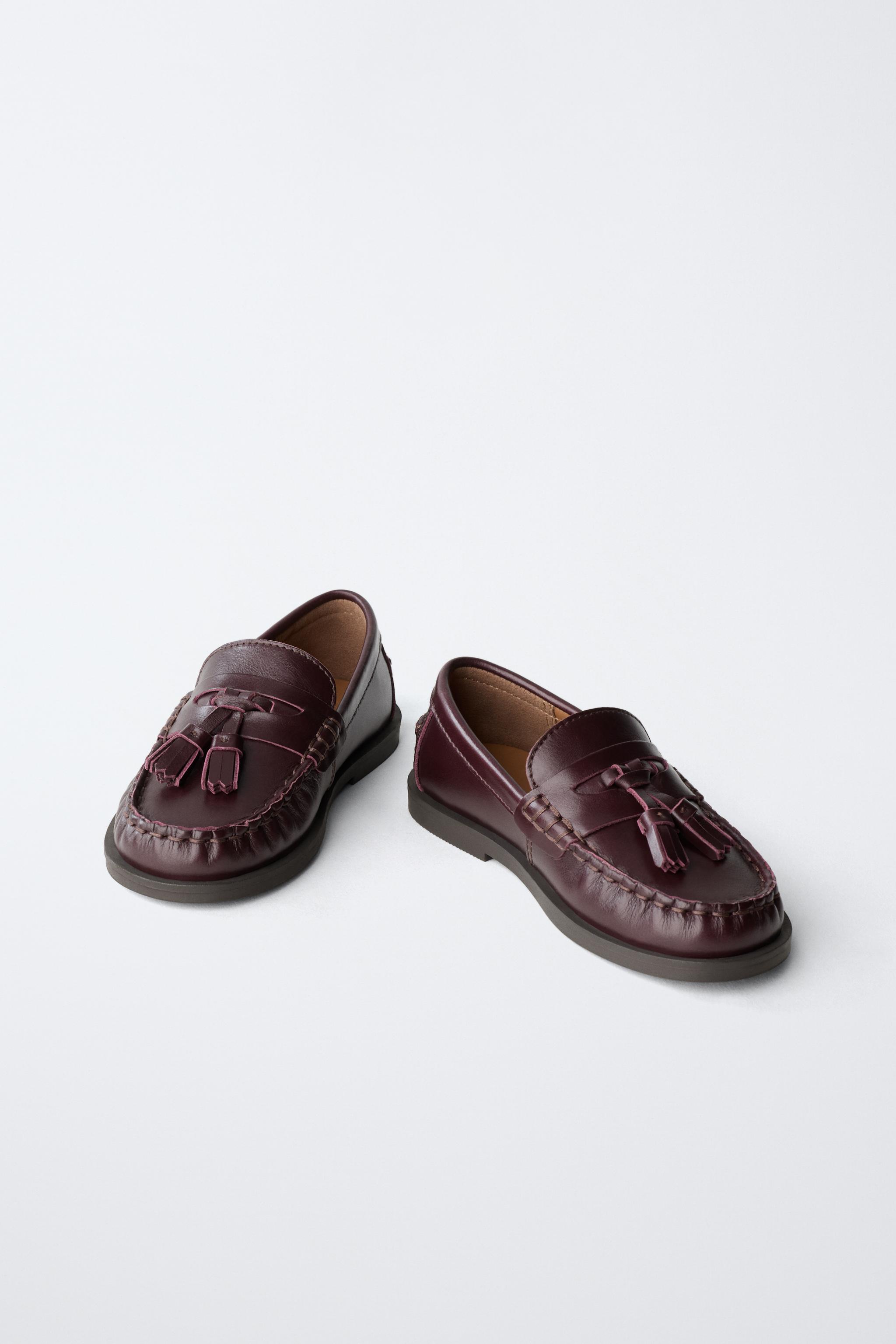 ZARA TASSELED LEATHER LOAFERS SZ 6 LEATHER LOAFERS LEATHER TASSELED LOAFERS LIMITED EDITION - Burgundy Red  main image 3