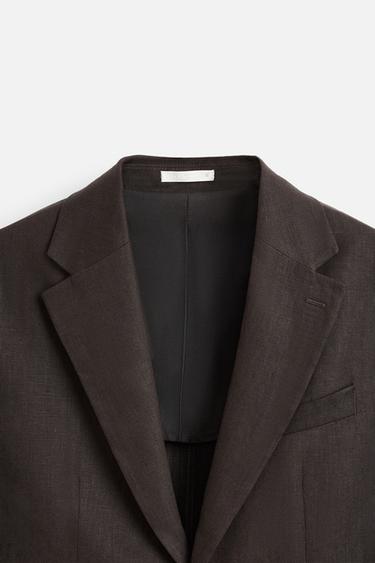 BLAZER COSTUME 100 % LIN - Marron foncé de Zara - Image 8