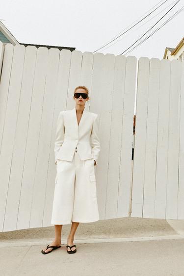 TAILORED BLAZER WITH SHOULDER PADS - Ecru by Zara - Image 5