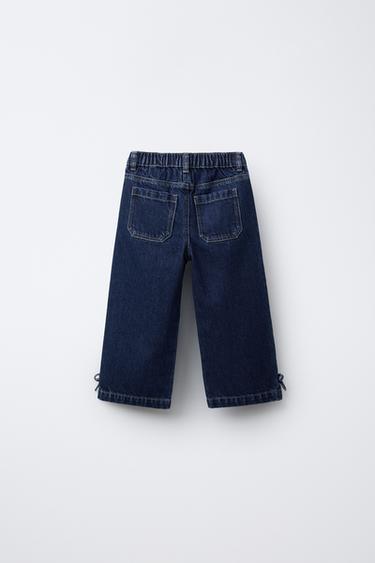 Zara DENIM CULOTTES WITH BOWS - Blue