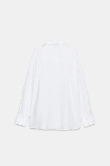 CHEMISE OVERSIZE DENTELLE ET LIN - Blanc de Zara - Image 8