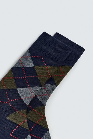CHAUSSETTES À LOSANGES AVEC LAINE - Bleu marine de Zara - Image 2
