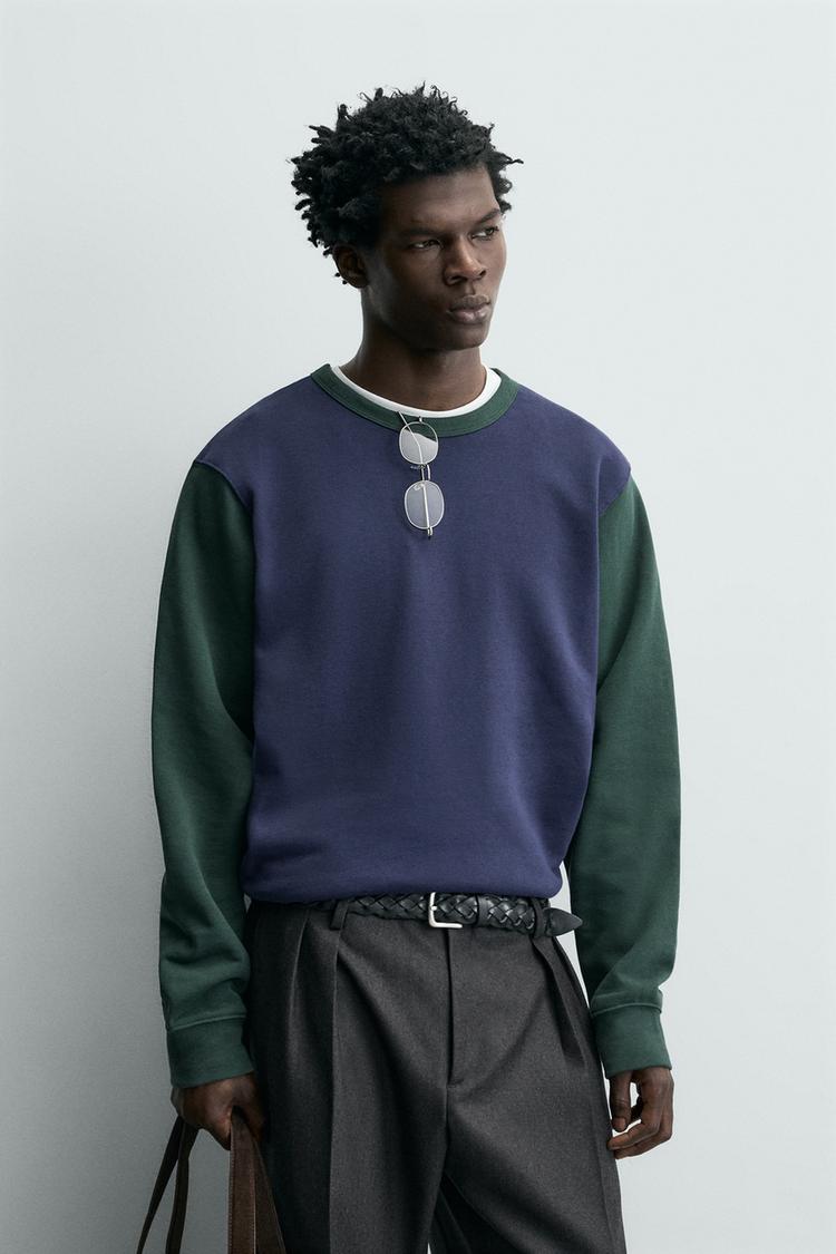 ZARA COLOUR BLOCK CREWNECK SWEATSHIRT
