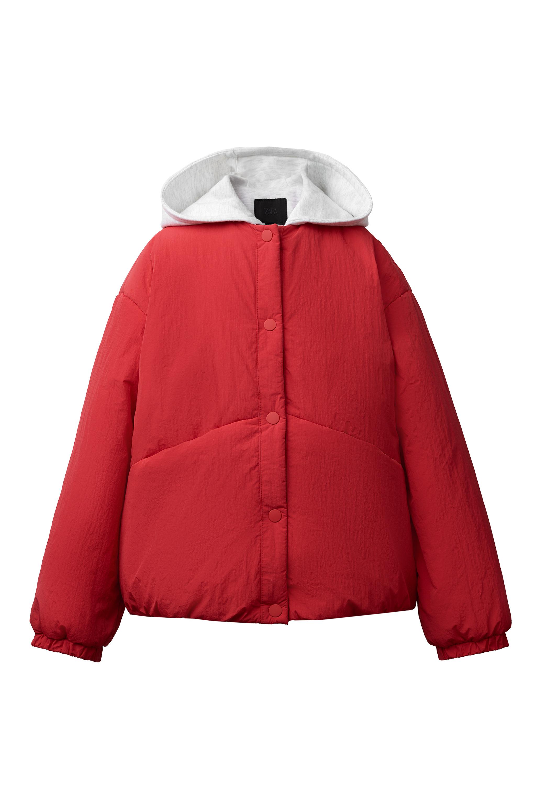 フード付きパフジャケット - レッド | ZARA Japan / 日本