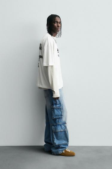 T-SHIRT IMPRIMÉS EFFET GOMMÉ - Blanc cassé de Zara - Image 3