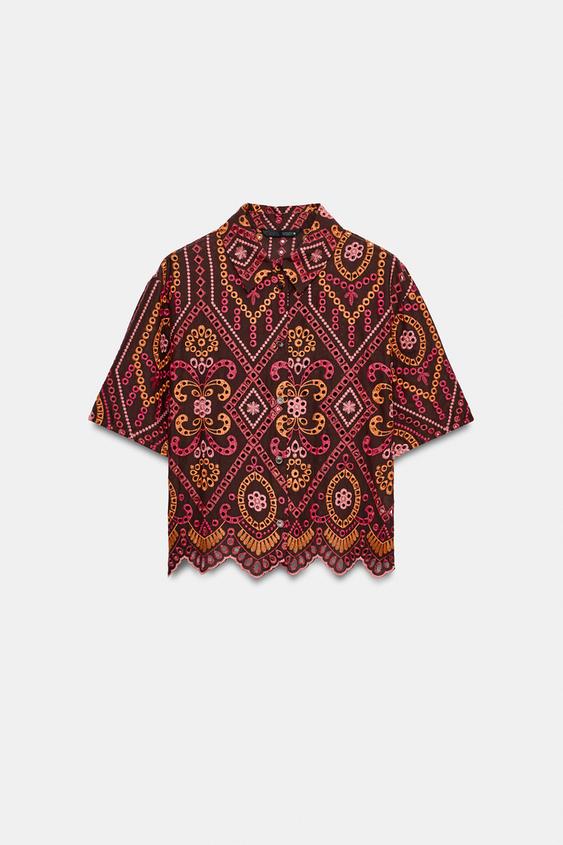 CAMISA BORDADOS CONTRASTE - Multicolor de Zara - Imagen 0