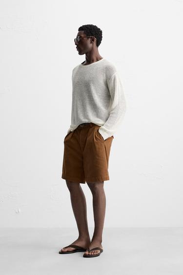 PULL STRUCTURÉ MÉLANGE LIN - Écru de Zara - Image 3