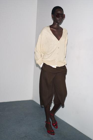 DOUBLE LAYER KNIT CARDIGAN - Sand by Zara