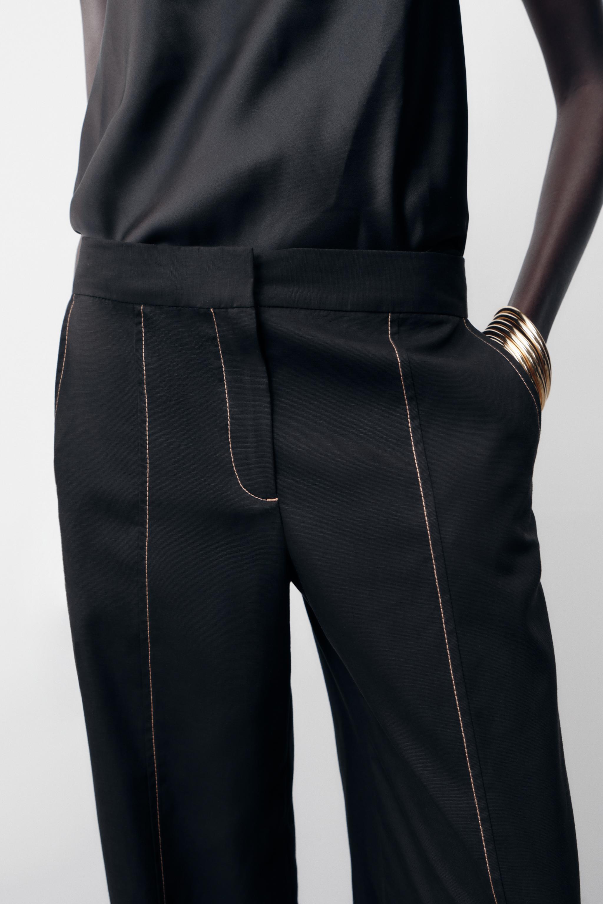 PANTALON DROIT SURPIQÛRES CONTRASTE