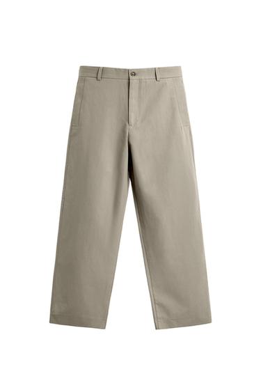 RELAXED FIT COTTON/LINEN TROUSERS - Mink by Zara