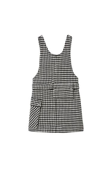 TEXTURED HOUNDSTOOTH PINAFORE DRESS WITH BELT BAG