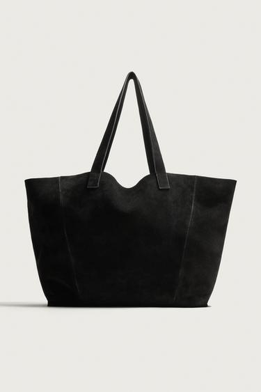 BOLSO SHOPPER PIEL - Negro de Zara