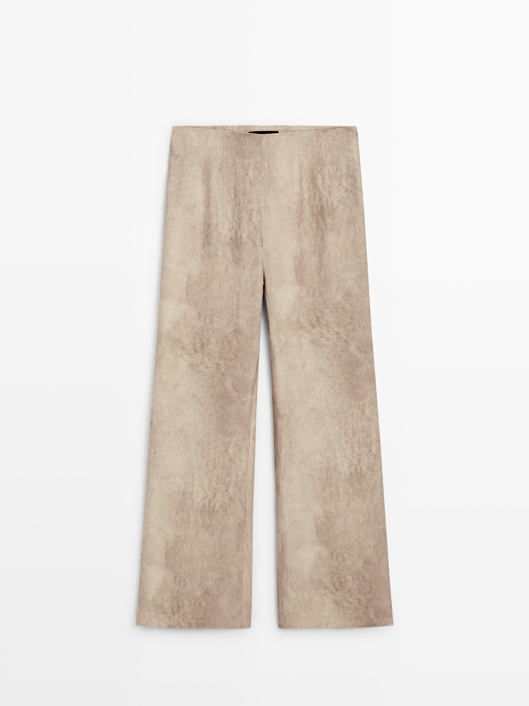 Distressed-effect flowing trousers — Stone