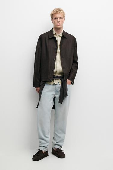 Zara 100% linen total look overshirt - Brown - Image 0