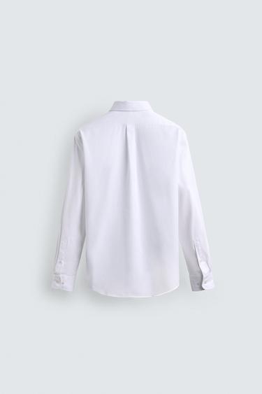 CHEMISE REGULAR FIT COL BOUTONNÉ - Blanc de Zara - Image 7