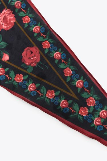 BANDANA IMPRIMÉE BRODERIES AVEC SOIE - bleu marine de Zara - Image 3