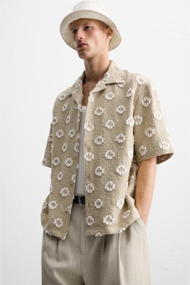 CHEMISE JACQUARD TEXTURÉ - Beige de Zara - Image 4
