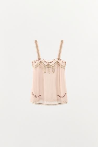 TOP EN DENTELLE AVEC FANTAISIE - Rose de Zara - Image 3
