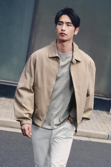 Zara 水洗棉質修身夾克 - 沙色