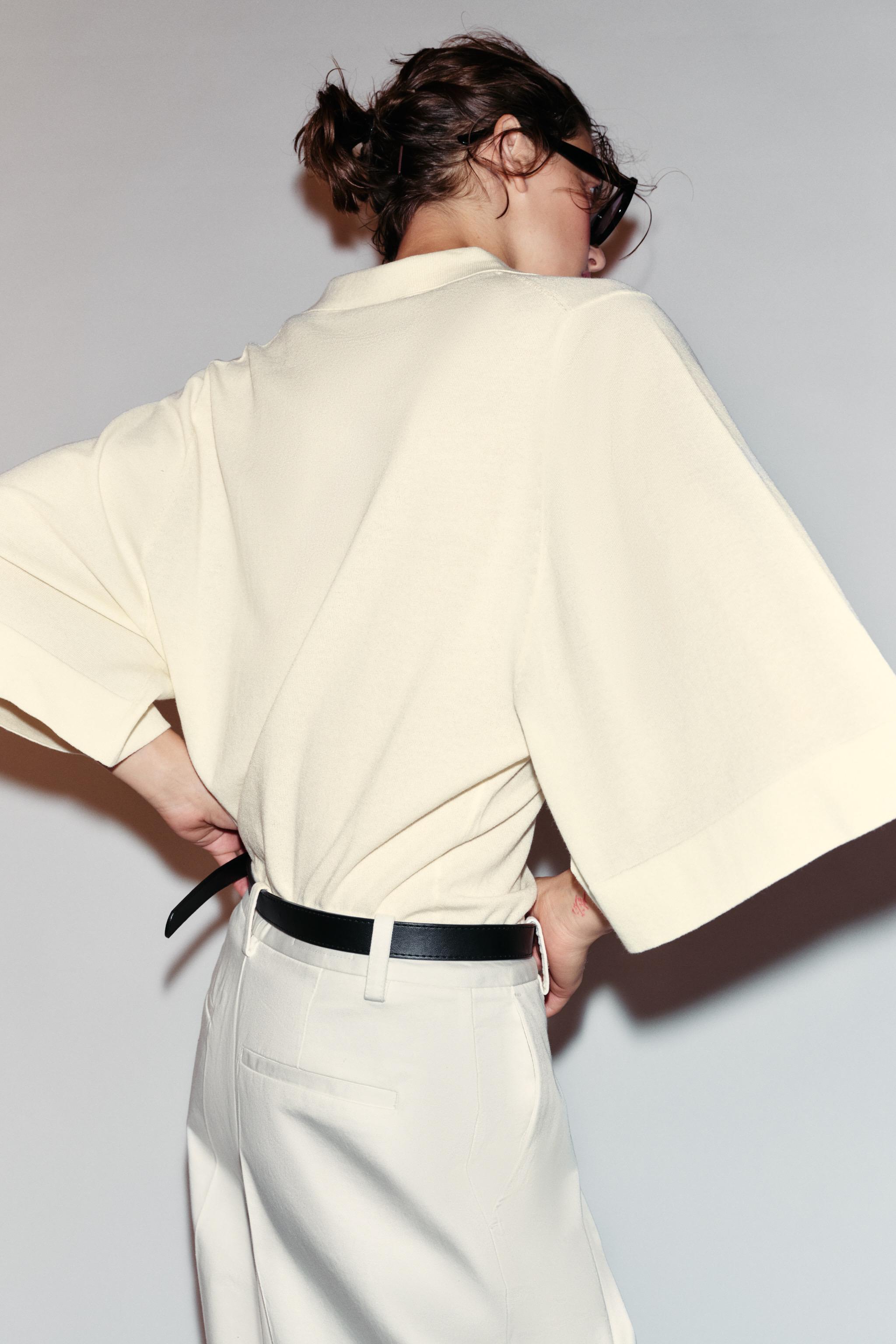 Zara 3/4 Kollu Triko Polo Kazak görsel 4