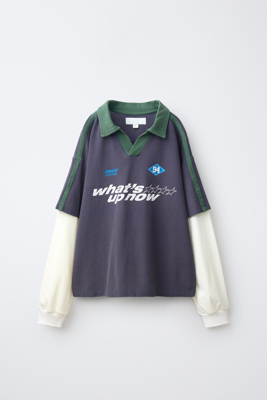 DOUBLE SLEEVE POLO WITH TEXT