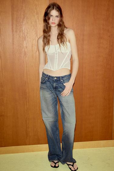 KORSETTOP MET KANT - Ecru van Zara - Afbeelding 0