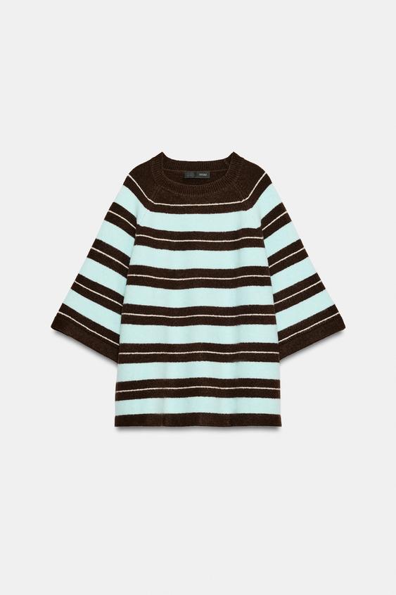 PULL EN MAILLE RAYURES TOUCHER DOUX - Marron-Bleu de Zara - Image 5