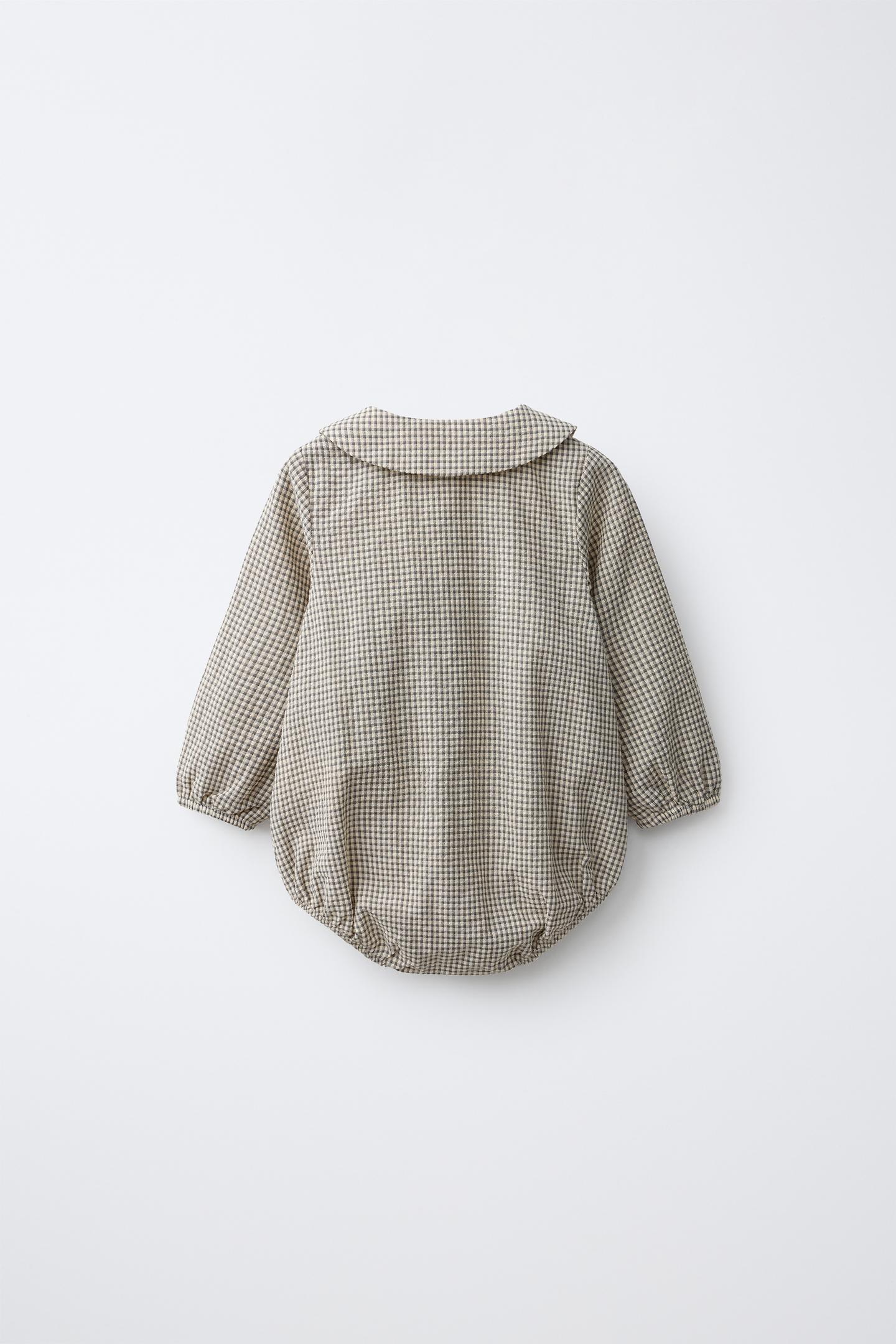Боди Gingham Check для детей — Zara, цвет: Зелёный / Экрю — фото 2