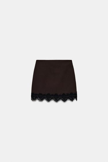 LACE HEM SKORT - Brown by Zara