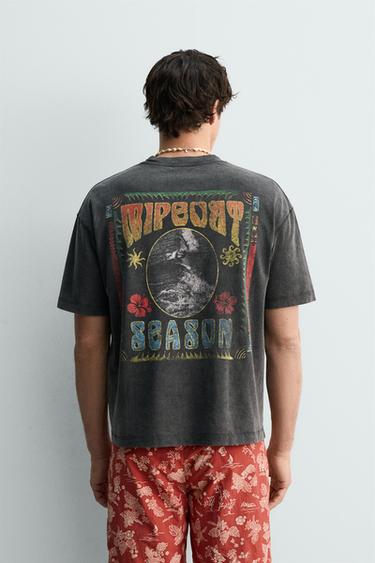 T-SHIRT LAVÉ IMPRIMÉ SURF - Marron foncé de Zara - Image 2