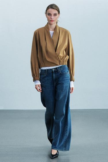 ZW COLLECTION CROSSOVER BOMBER SHIRT — Ocher 1