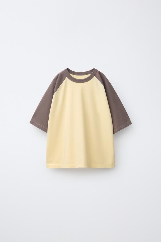 CONTRAST RAGLAN SLEEVE T-SHIRT - Yellow by Zara - Image 0