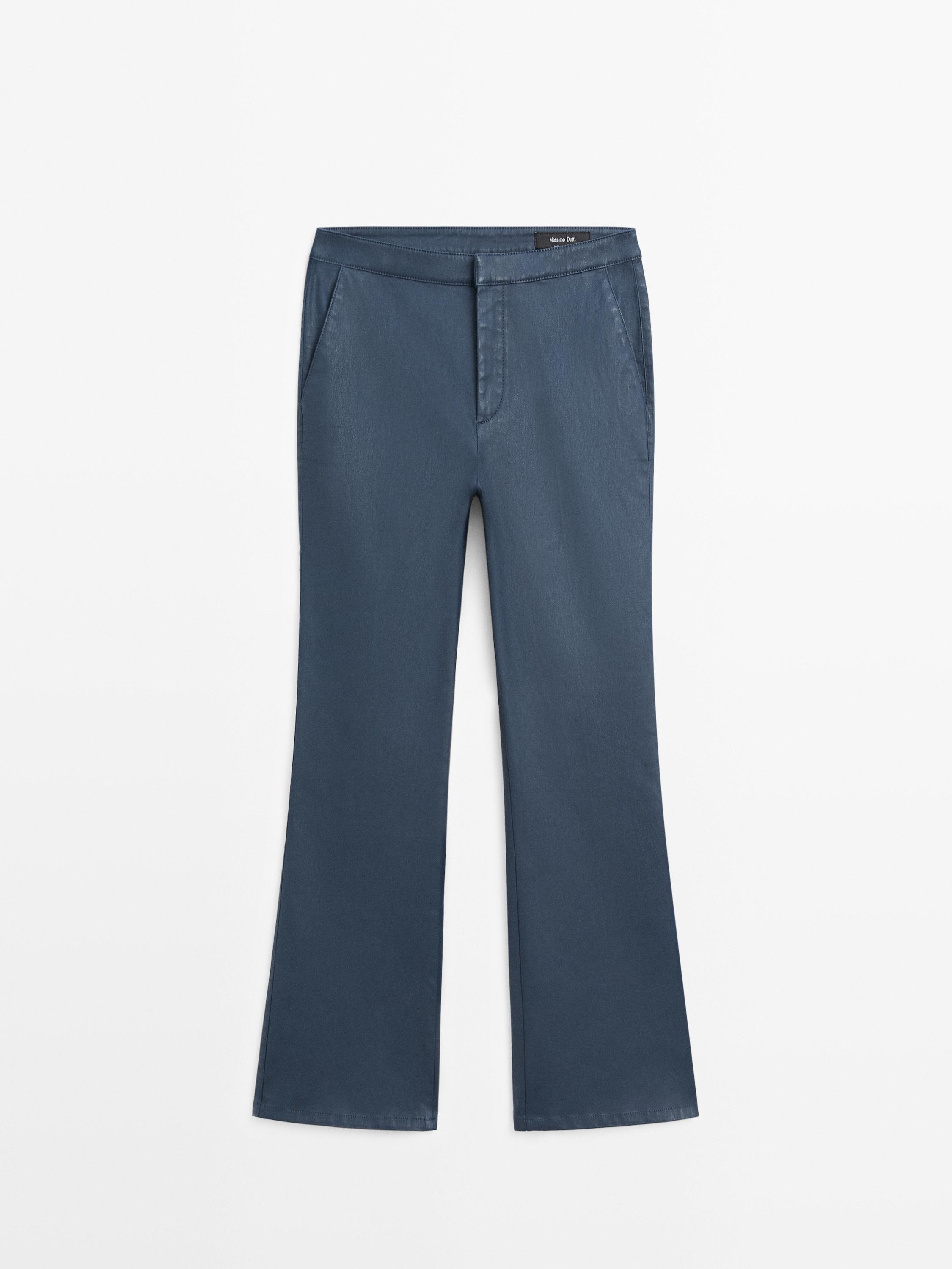 Pantalon flare cropped enduit