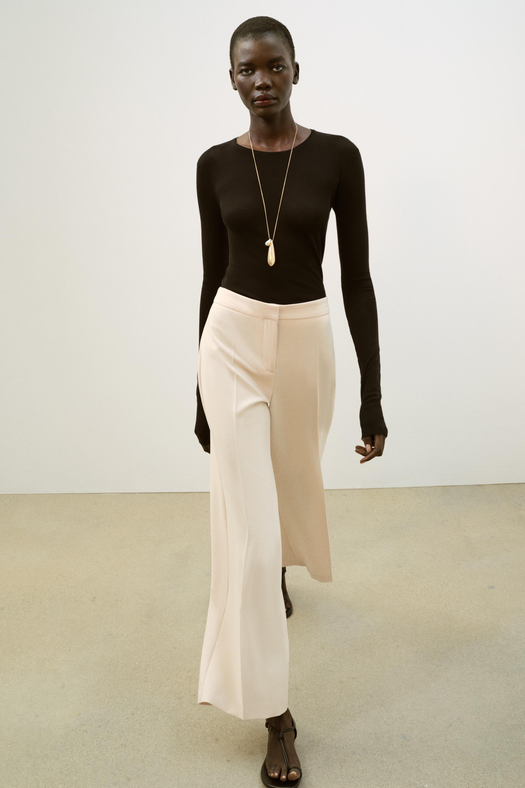 HIGH-WAISTED STRAIGHT LEG PANTS - Ecru | ZARA United States