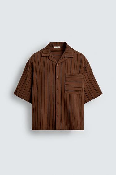 CAMISA RELAXED FIT RAYAS - Teja de Zara