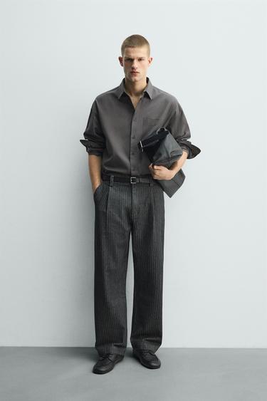 GALTZA TXINATARRAK, MARRA DIPLOMATIKOA, RELAXED FIT - Grisa, Zara-rena - Irudia 0