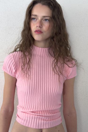 TEXTURED KNIT TOP - Pink by Zara