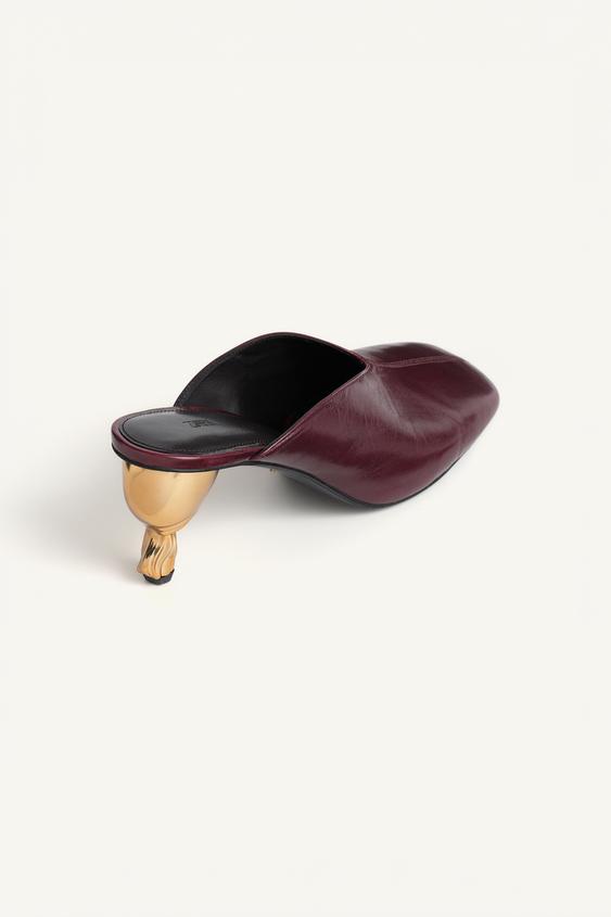 MULES À TALONS EN CUIR ÉDITION LIMITÉE - Bordeaux de Zara - Image 3