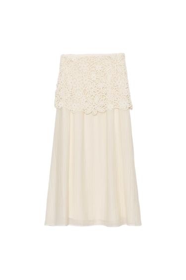 FALDA MIDI COMBINADA CROCHET - Crudo de Zara