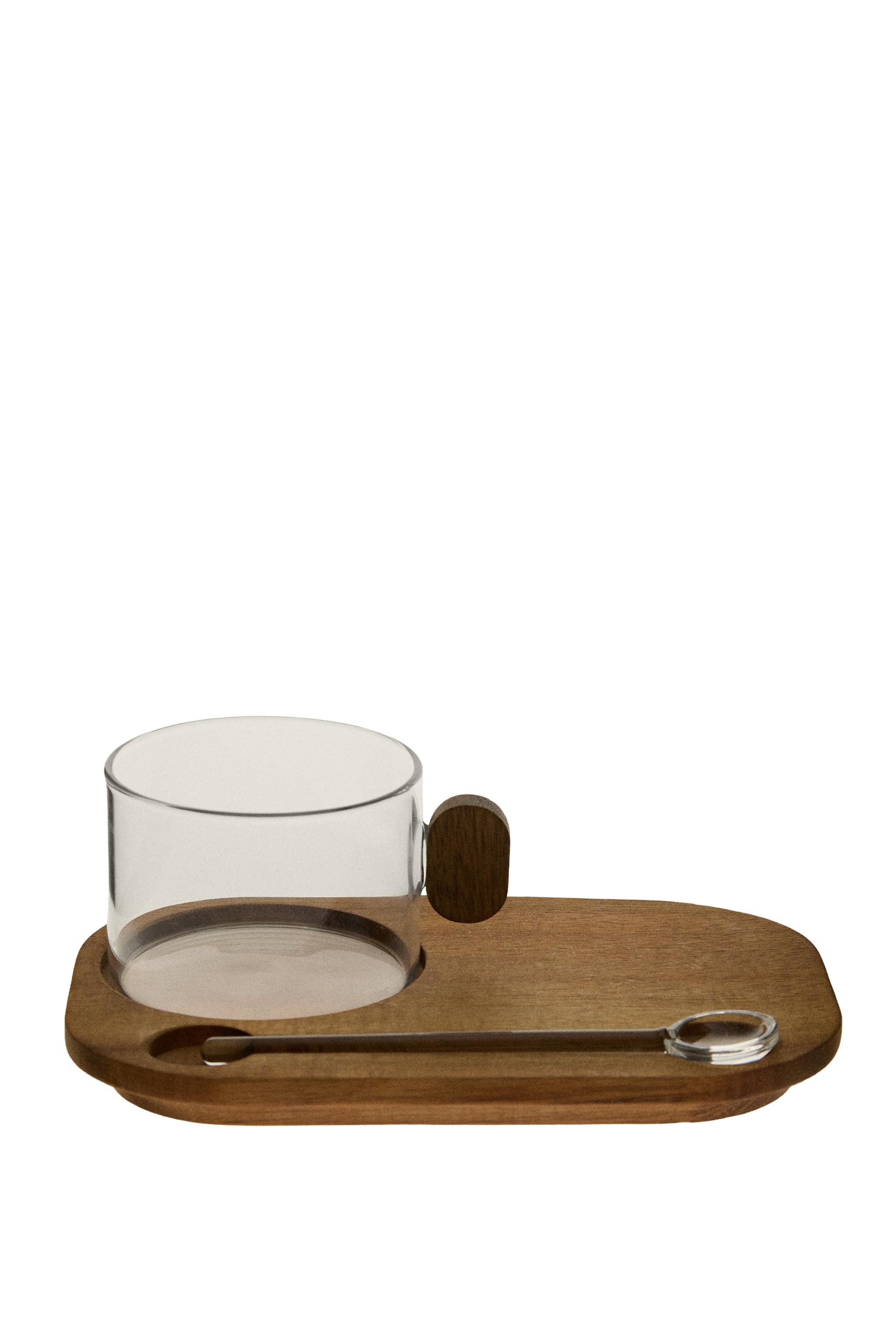 食器 GLASS BOROSILICATE GLASS MUG WITH TRAY - Transparent | ZARA United States