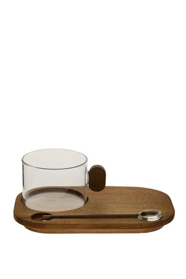 Zara BOROSILICATE GLASS MUG WITH TRAY - Transparent
