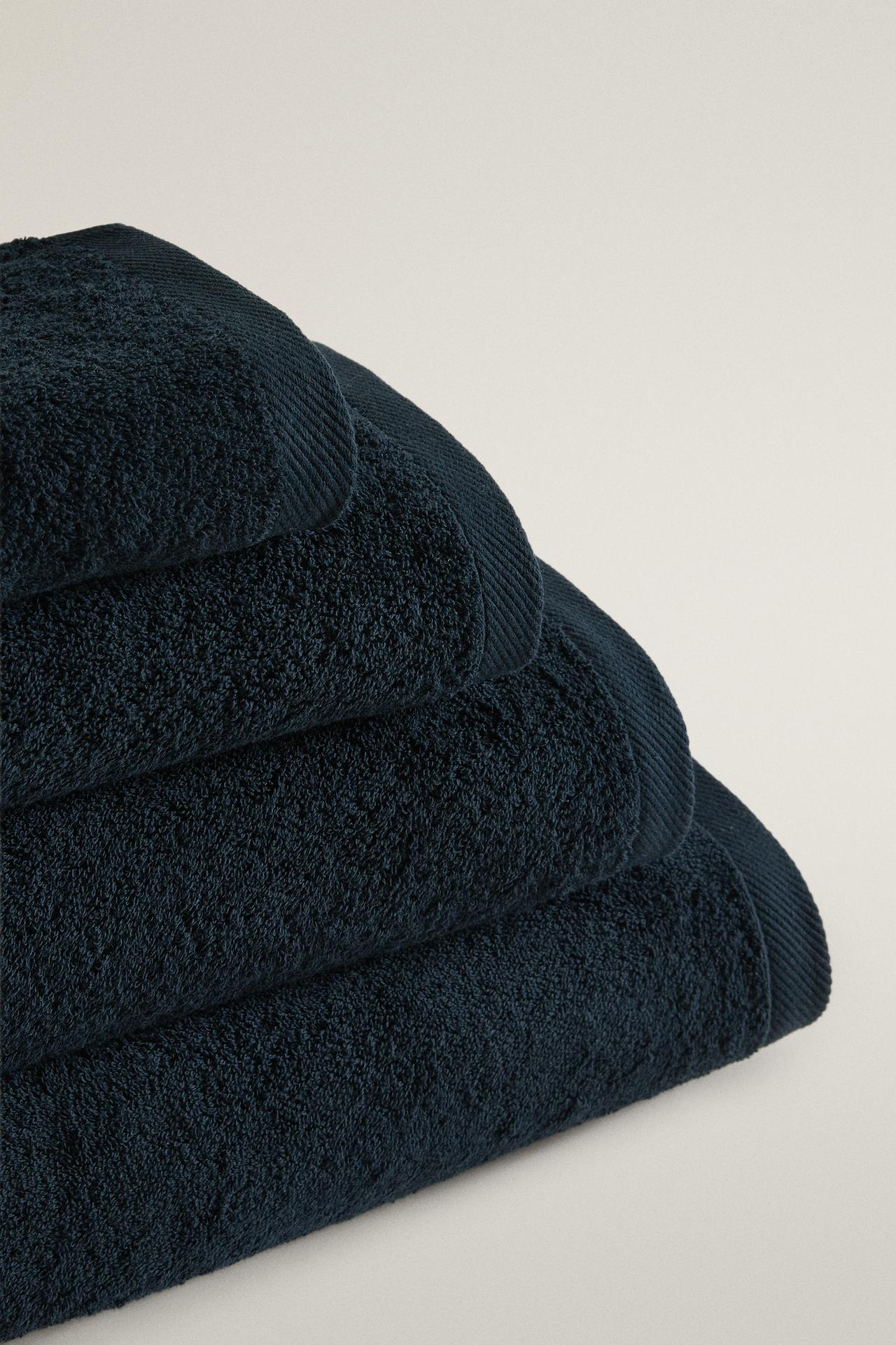 SOLID COTTON TERRYCLOTH BATH TOWEL (500 GSM) — Navy blue