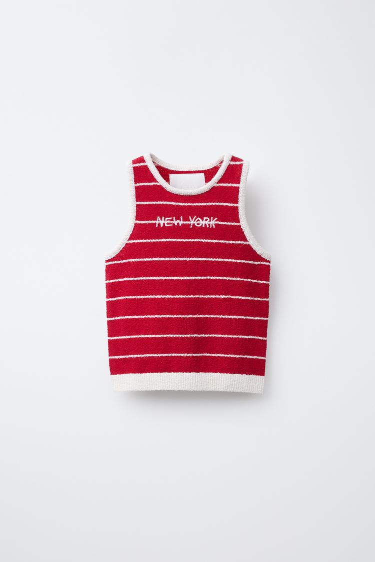 STRIPED TERRY TOWELLING TOP