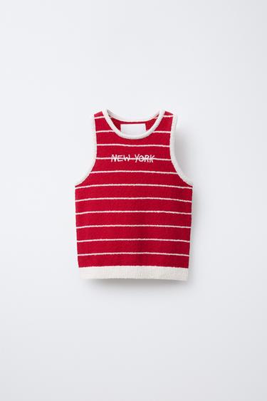 STRIPED TOWELLING TOP - Red Stripe by Zara