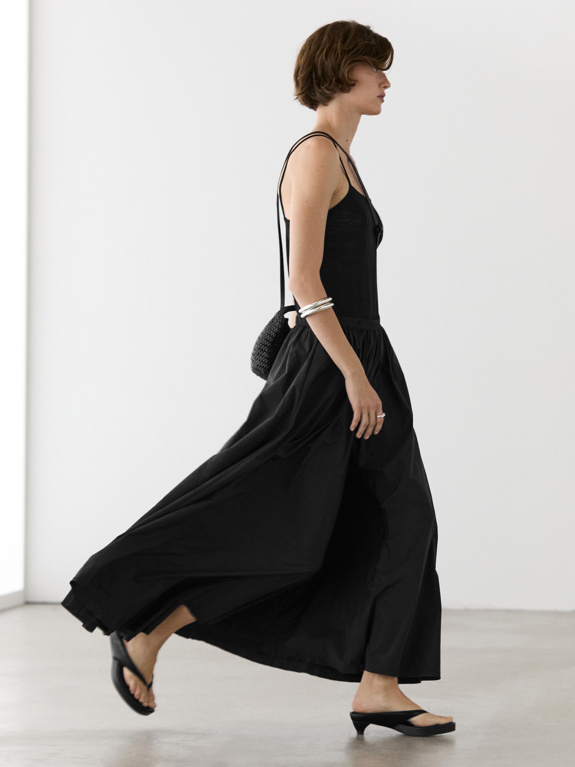 Technical fabric midi skirt — Black