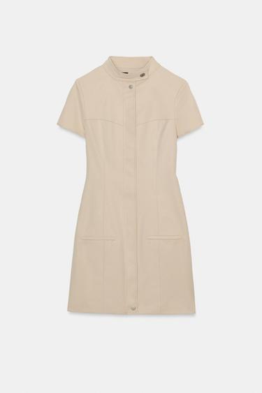 فستان قصير مرن - بيج by Zara