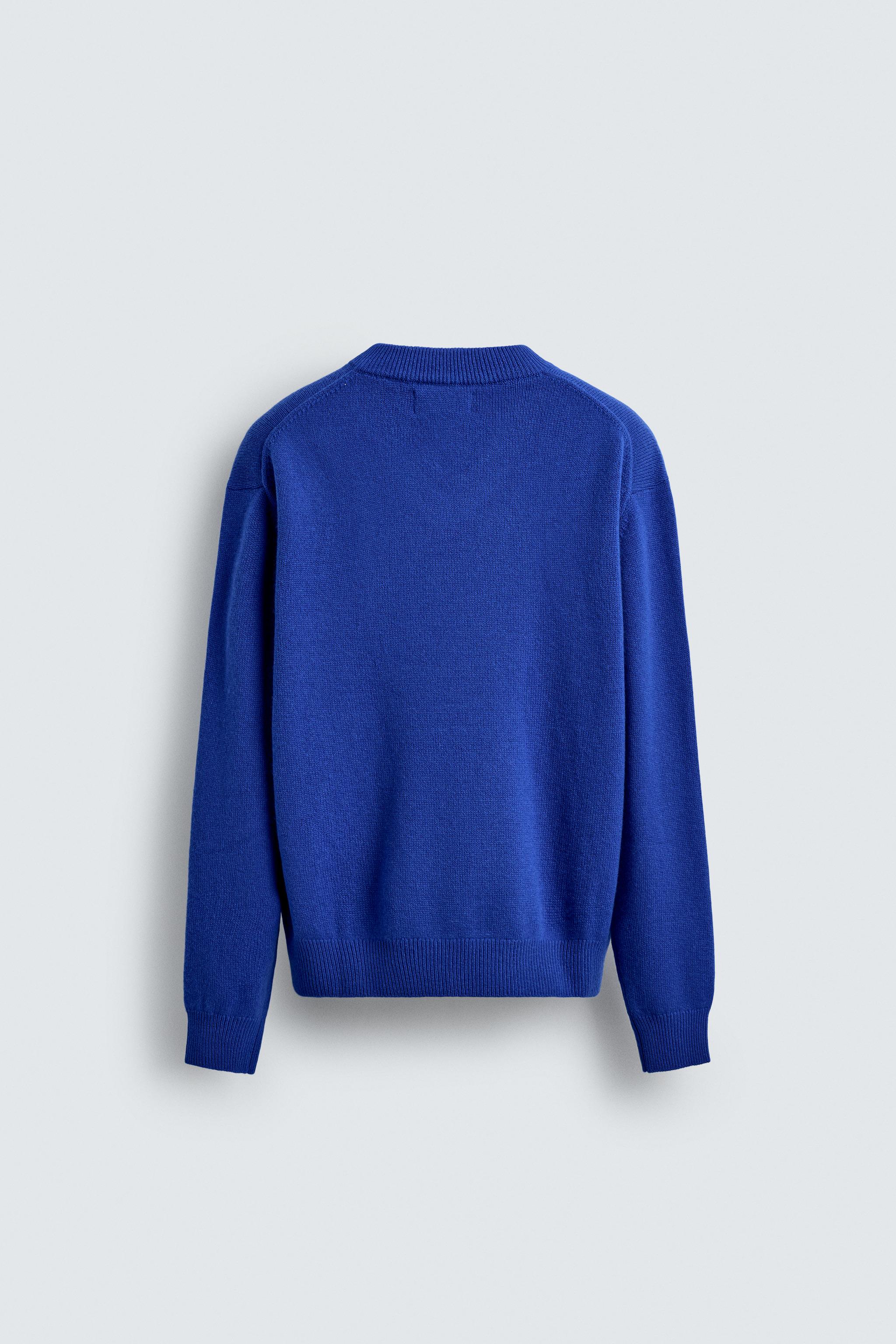 JERSEY CUELLO PICO LANA - CASHMERE LIMITED EDITION - Azul | ZARA Chile