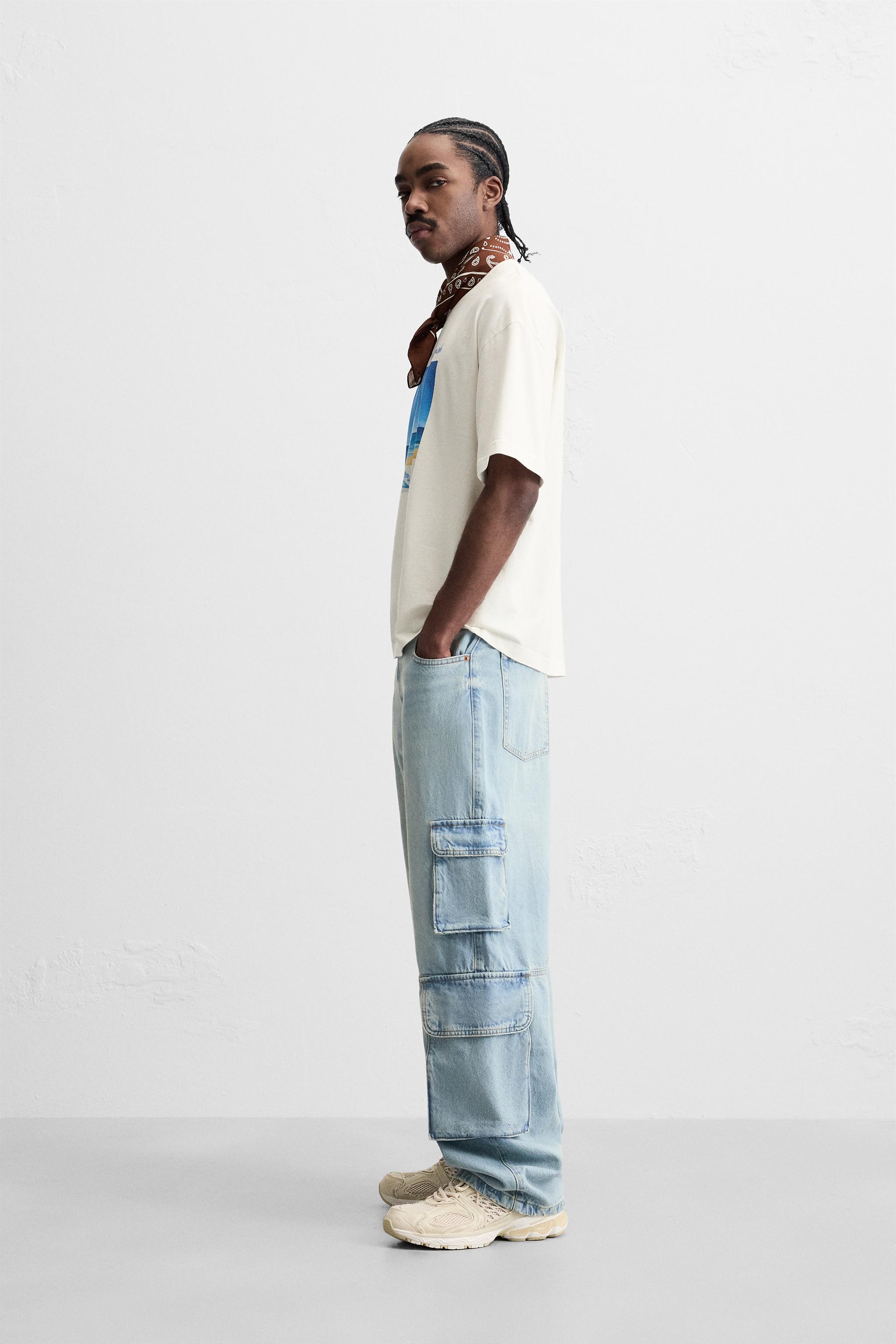 ★ZARA★ CARGO POCKET DENIM TROUSERS MULTI-POCKET CARGO JEANS - Mid-gray | ZARA United States