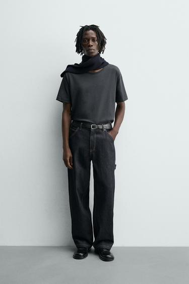 JEANS CARPINTERO BAGGY FIT بغرزات راجعة - أزرق الخاص بـ Zara